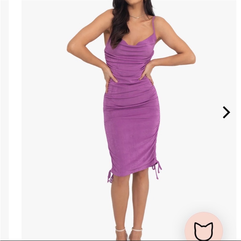 Kittenish Lily Knit Purple Dress with adjustable side tie strings Size M